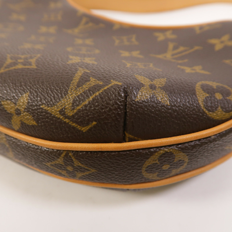 LOUIS VUITTON Monogram Pochette Croissant金扣肩背袋棕色-10