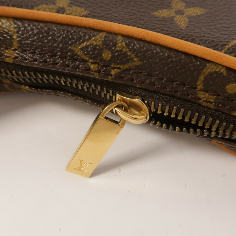 LOUIS VUITTON Monogram Pochette Croissant金扣肩背袋棕色-12