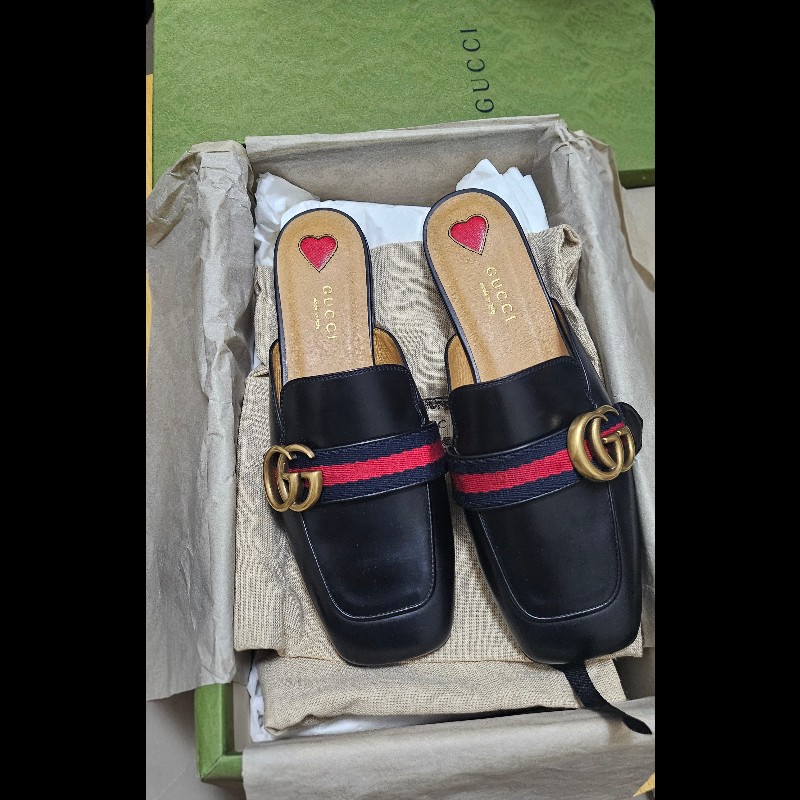 Gucci 經典gucci logo穆勒半拖鞋 36-37碼-0