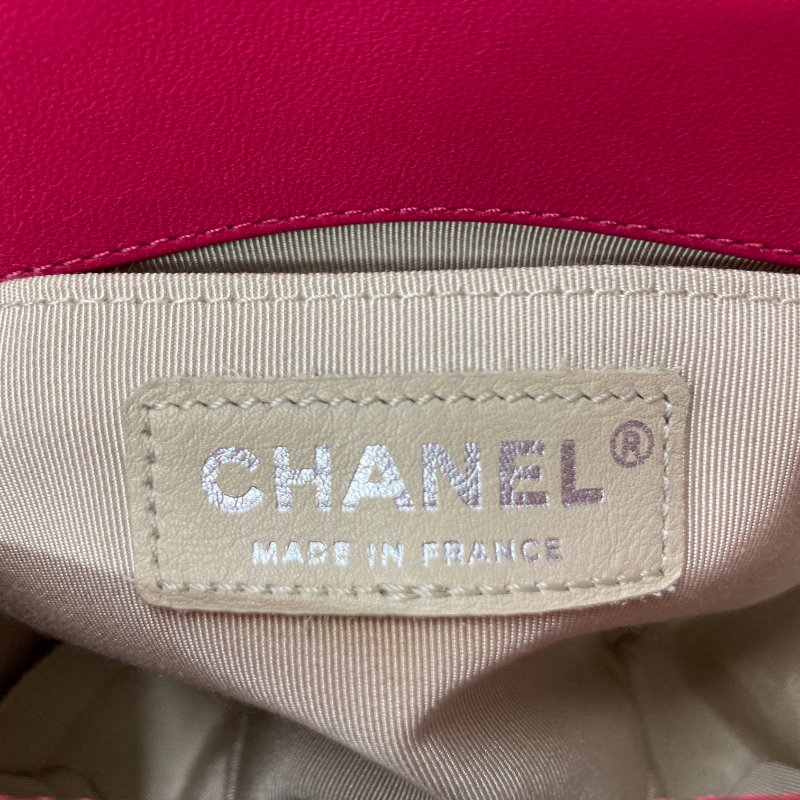 CHANEL 香奈兒 CHANEL BOY 方形 菱格紋 桃紅色 銀扣-16