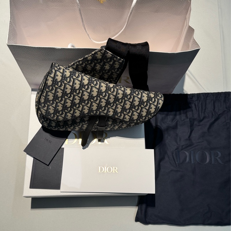 Dior 男款 Saddle 藍色 Oblique 老花胸包 馬鞍包 |香港專櫃購入|附購買證明 全配件-19