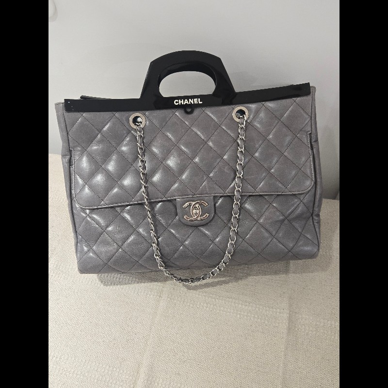 Chanel 香奈兒 秀款 灰色仿舊小牛皮 衣架包 手提肩背包-8