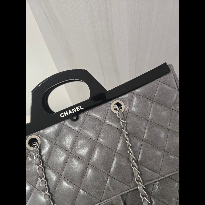 Chanel 香奈兒 秀款 灰色仿舊小牛皮 衣架包 手提肩背包-13
