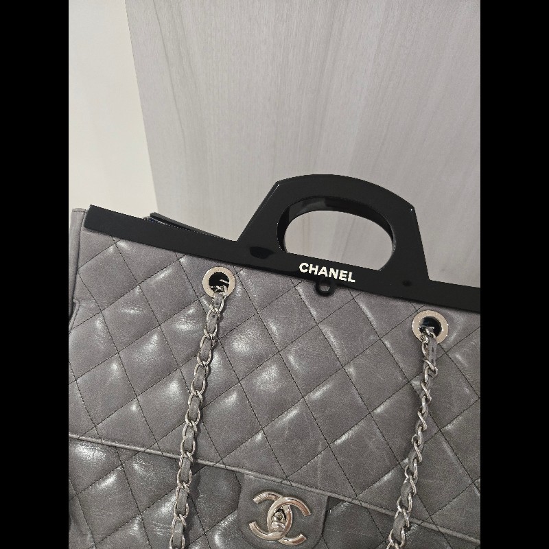 Chanel 香奈兒 秀款 灰色仿舊小牛皮 衣架包 手提肩背包-14