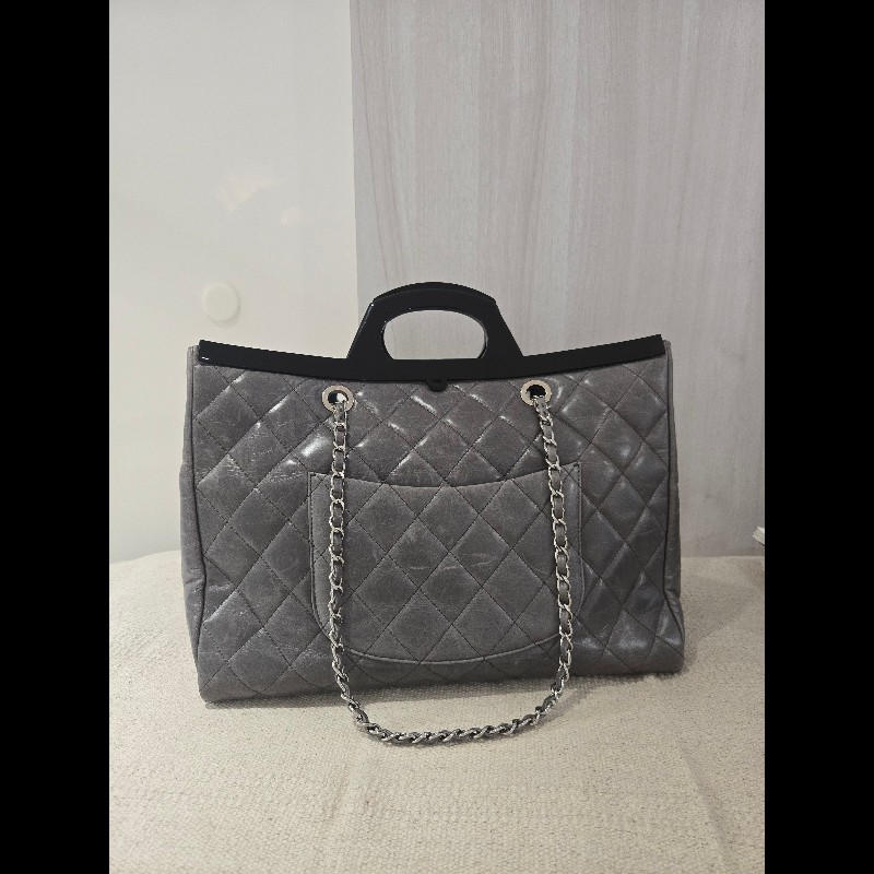 Chanel 香奈兒 秀款 灰色仿舊小牛皮 衣架包 手提肩背包-15