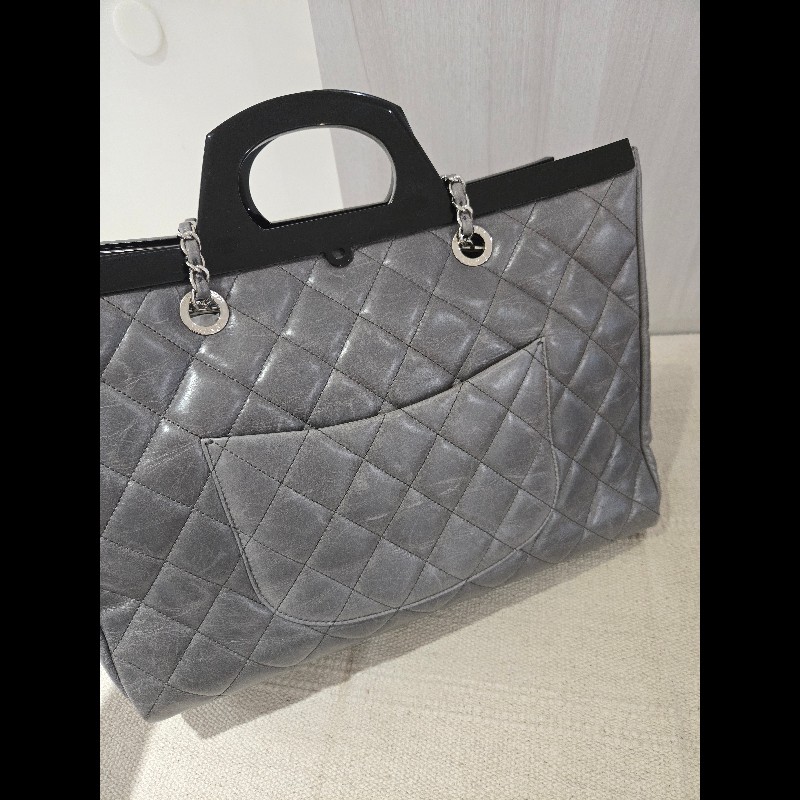 Chanel 香奈兒 秀款 灰色仿舊小牛皮 衣架包 手提肩背包-16