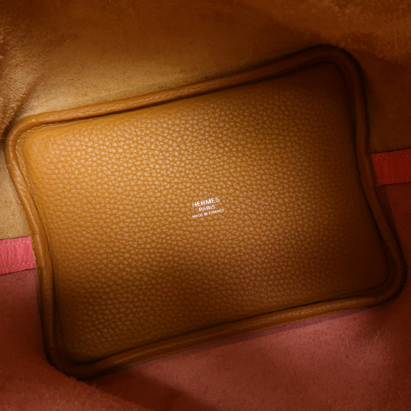 HERMES Clemence皮革Picotin PM手挽袋Rose Azalee/Sesame-4