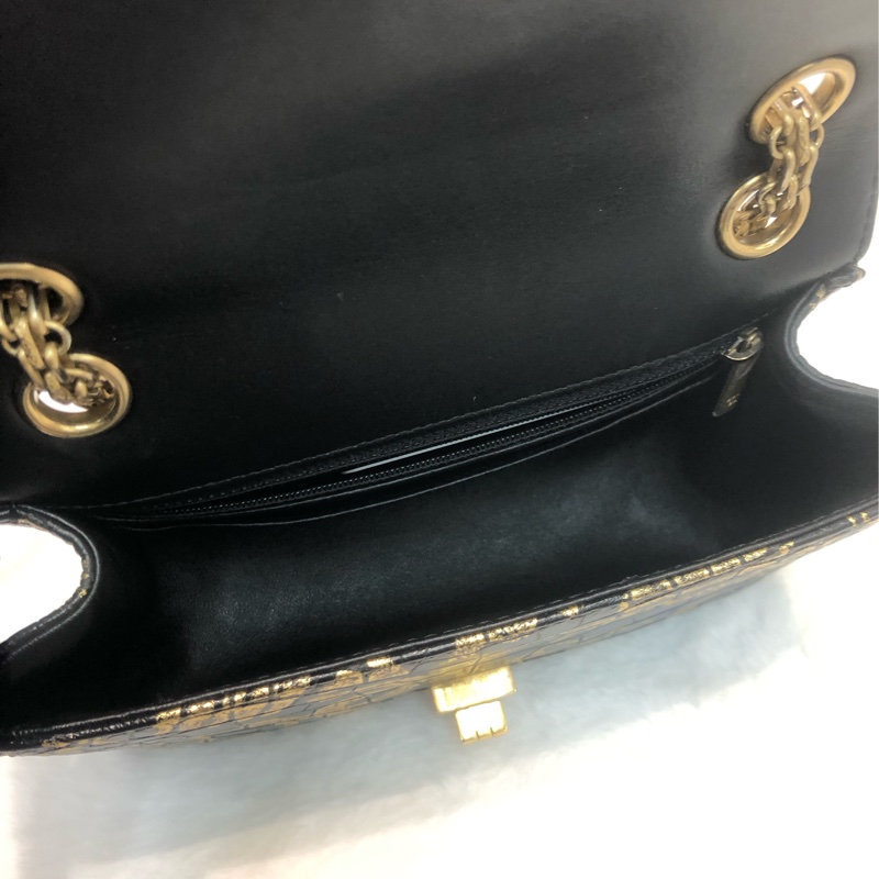 Chanel 2.55 20cm Black & Gold Graffiti 鱷魚紋 IA480-16