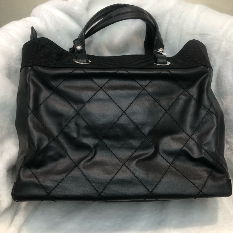 Chanel 黑色塗層帆布Tote XC487-1