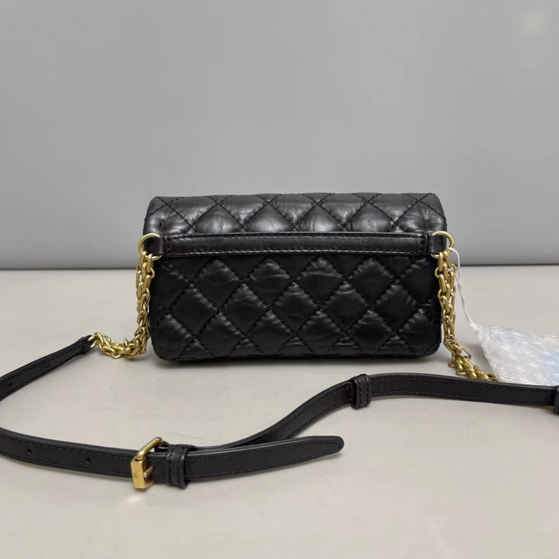 Chanel香奈兒2.55黑金油蠟牛皮腰包胸包斜挎包-1