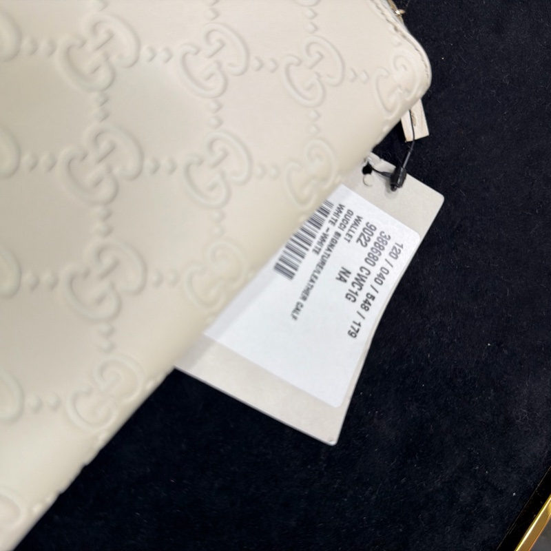 全新Gucci 蝴蝶結白色logo滿版12卡長夾-23