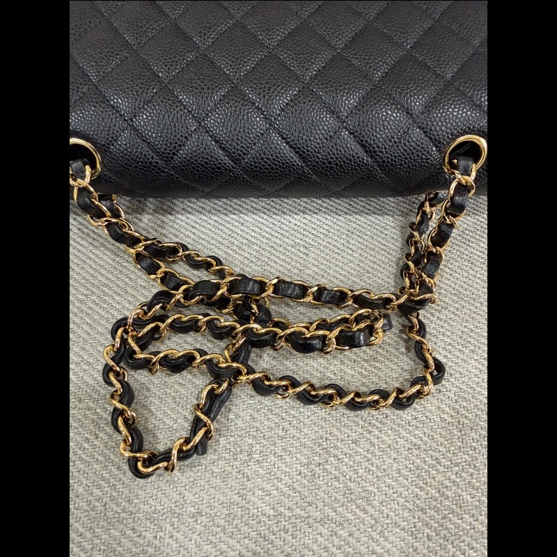 香奈兒經典cf25黑色荔枝金鏈-22