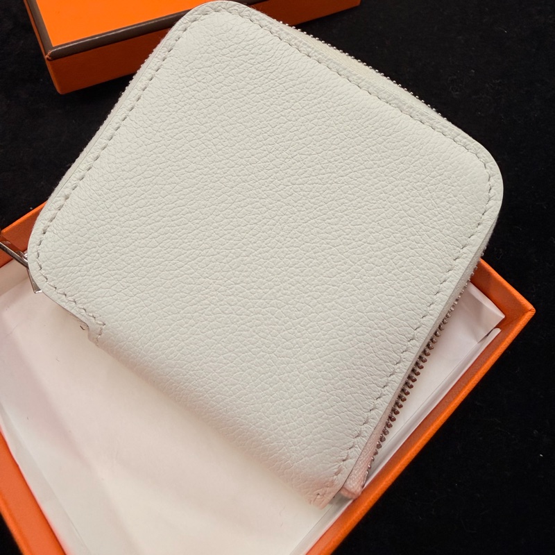 全新Hermes 白evercolor牛皮絲巾零錢包-0