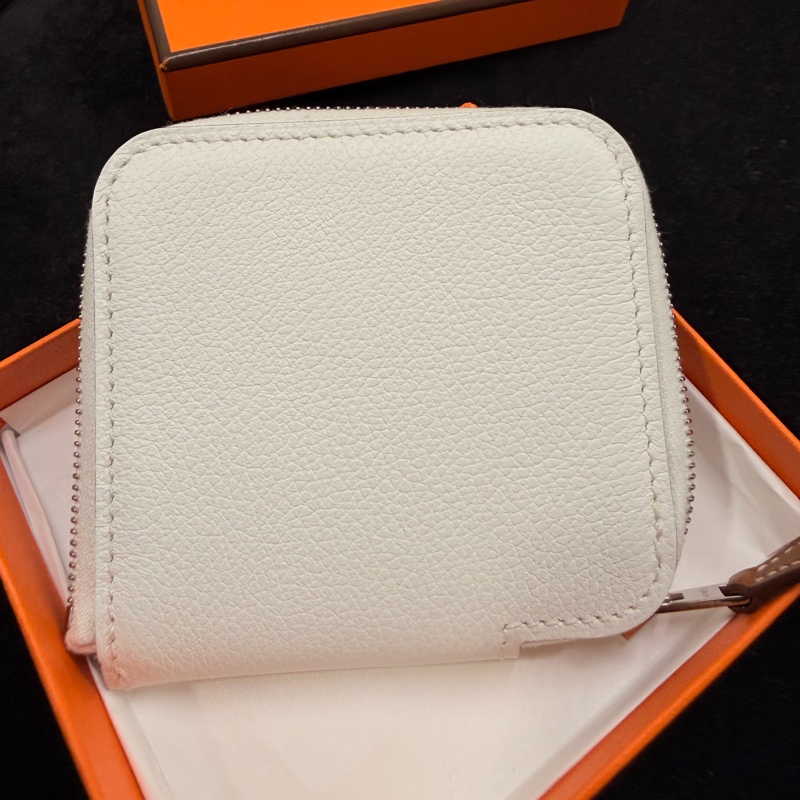 全新Hermes 白evercolor牛皮絲巾零錢包-8