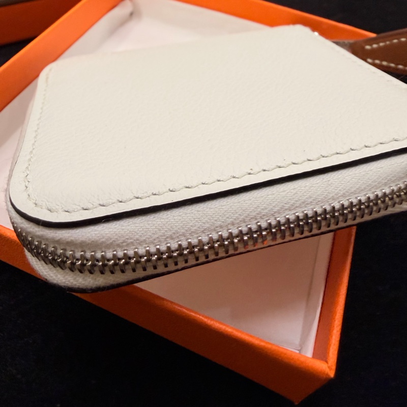 全新Hermes 白evercolor牛皮絲巾零錢包-20