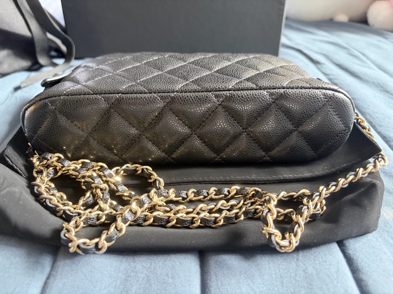 Chanel 經典黑色荔枝皮配金鏈 貝殼包-2