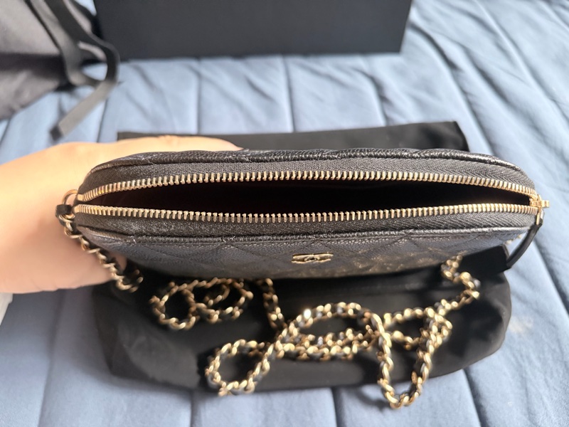 Chanel 經典黑色荔枝皮配金鏈 貝殼包-4