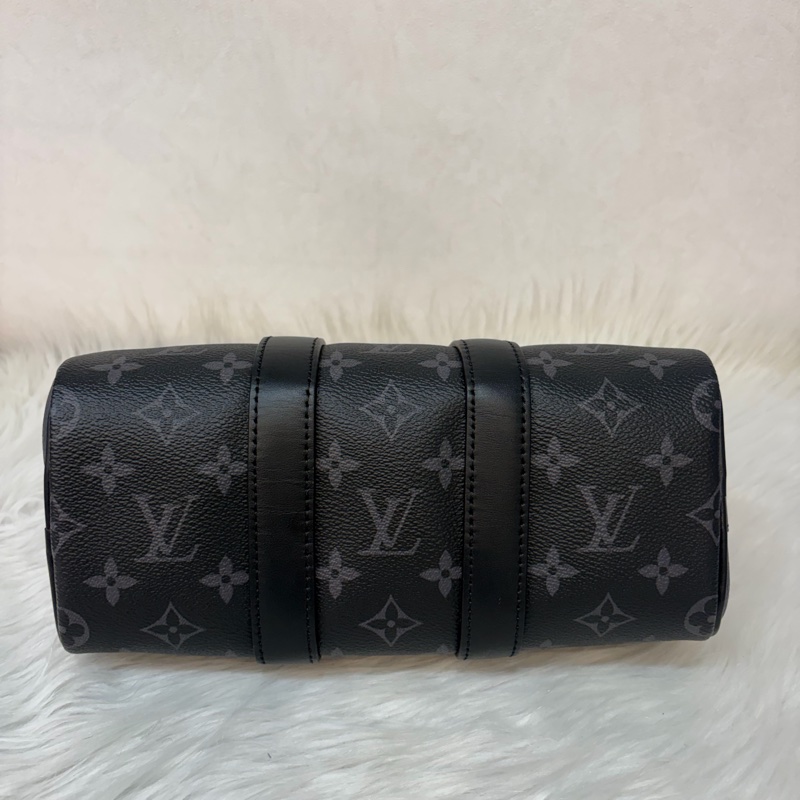 LV M46271 黑花 銀釦 手提包 斜背包 Keepall Bandoulière 25-5