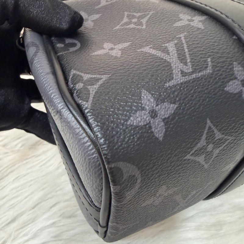 LV M46271 黑花 銀釦 手提包 斜背包 Keepall Bandoulière 25-6
