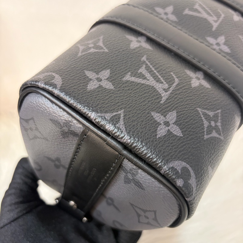 LV M46271 黑花 銀釦 手提包 斜背包 Keepall Bandoulière 25-7