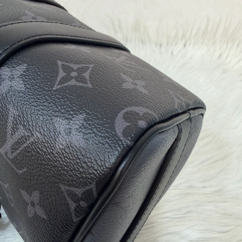 LV M46271 黑花 銀釦 手提包 斜背包 Keepall Bandoulière 25-13