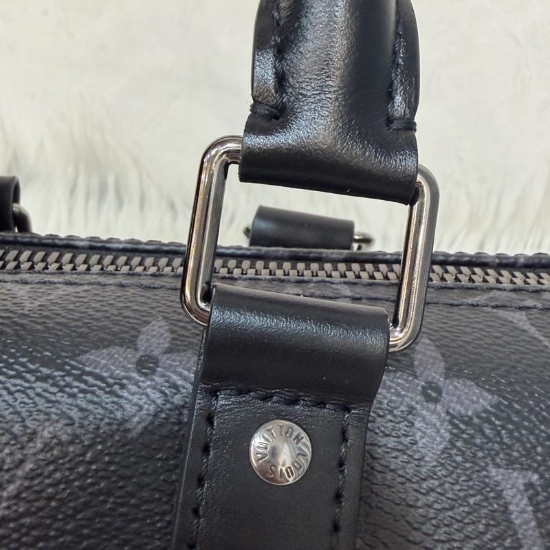 LV M46271 黑花 銀釦 手提包 斜背包 Keepall Bandoulière 25-27
