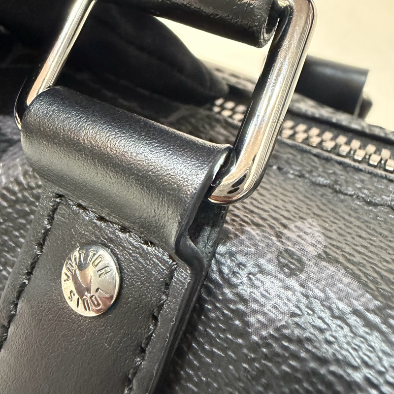 LV M46271 黑花 銀釦 手提包 斜背包 Keepall Bandoulière 25-38