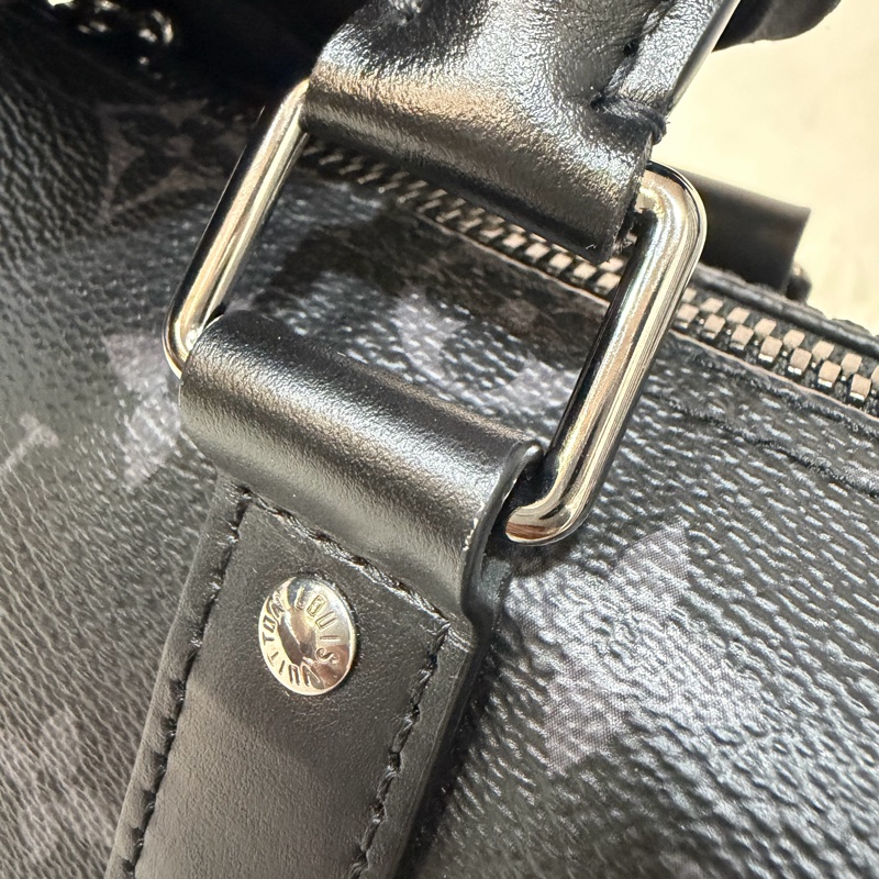 LV M46271 黑花 銀釦 手提包 斜背包 Keepall Bandoulière 25-40