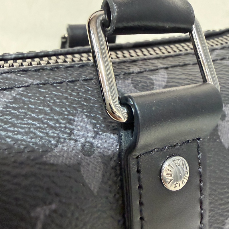 LV M46271 黑花 銀釦 手提包 斜背包 Keepall Bandoulière 25-41