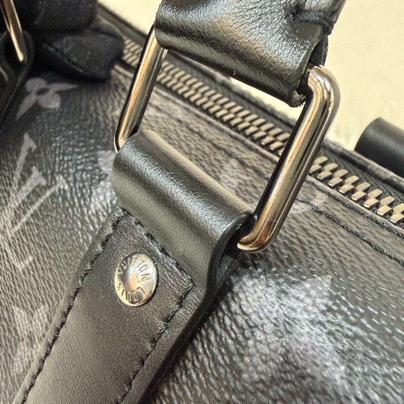 LV M46271 黑花 銀釦 手提包 斜背包 Keepall Bandoulière 25-42