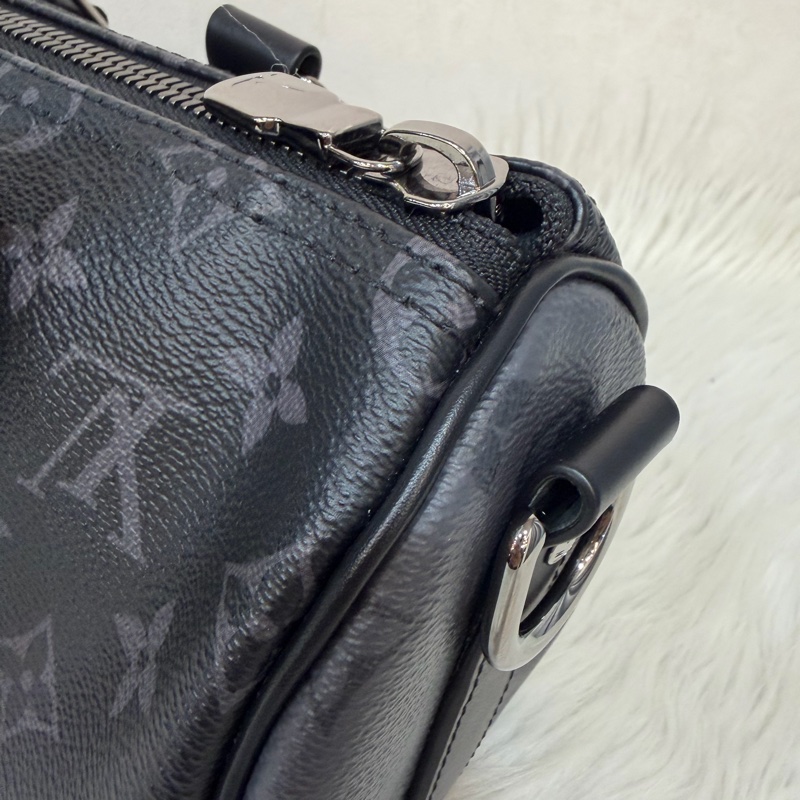 LV M46271 黑花 銀釦 手提包 斜背包 Keepall Bandoulière 25-49