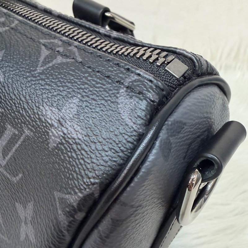 LV M46271 黑花 銀釦 手提包 斜背包 Keepall Bandoulière 25-50