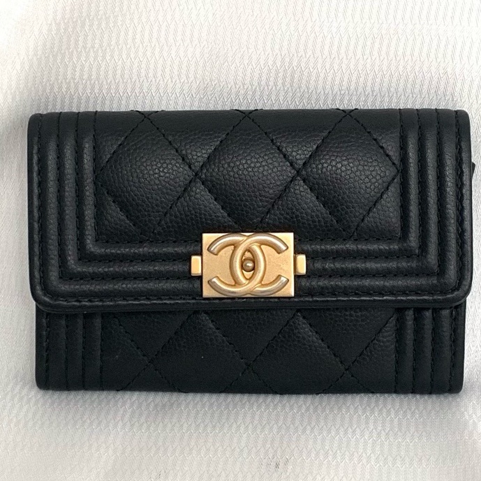 Chanel 香奈兒 黑金leboy 卡包23開  無卡 單品-0