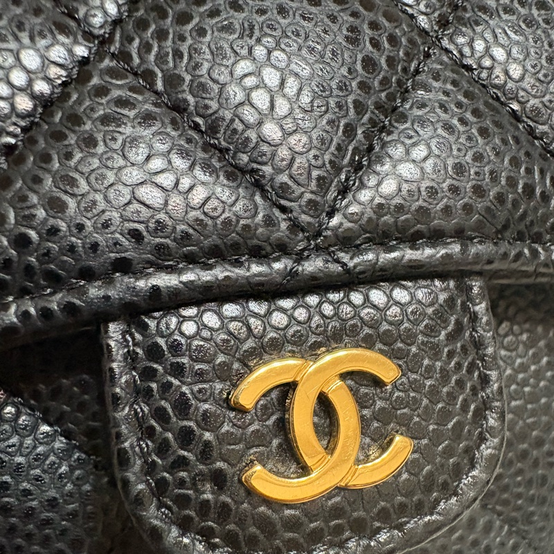 CHANEL 香奈兒 三折 荔枝皮短夾 黑色 金扣 經典菱格 皮夾 卡夾 零錢包-15