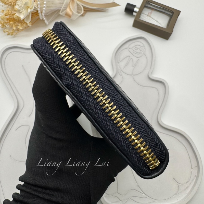 GUCCI 古馳 經典GG壓紋L型拉鍊深藍色長夾-20