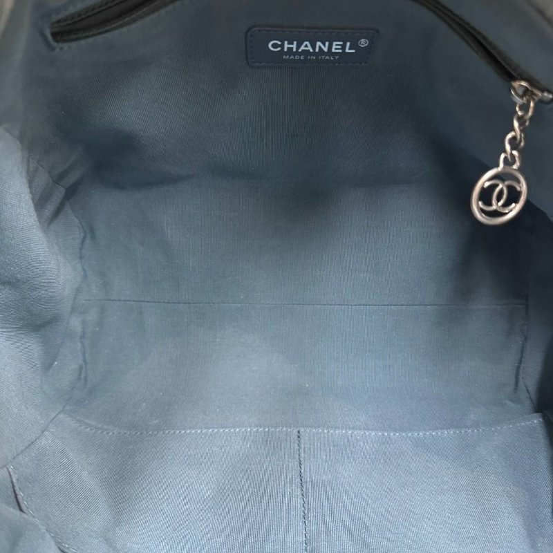 現貨誠可議CHANEL 牛仔銀釦子母手提肩背沙灘包 33*29*13 98新配件塵袋-5