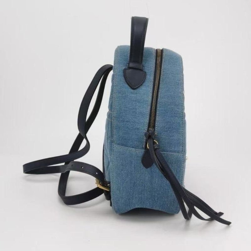 Gucci牛仔珍珠後背包 99新配件塵袋 23.5*25*11-1