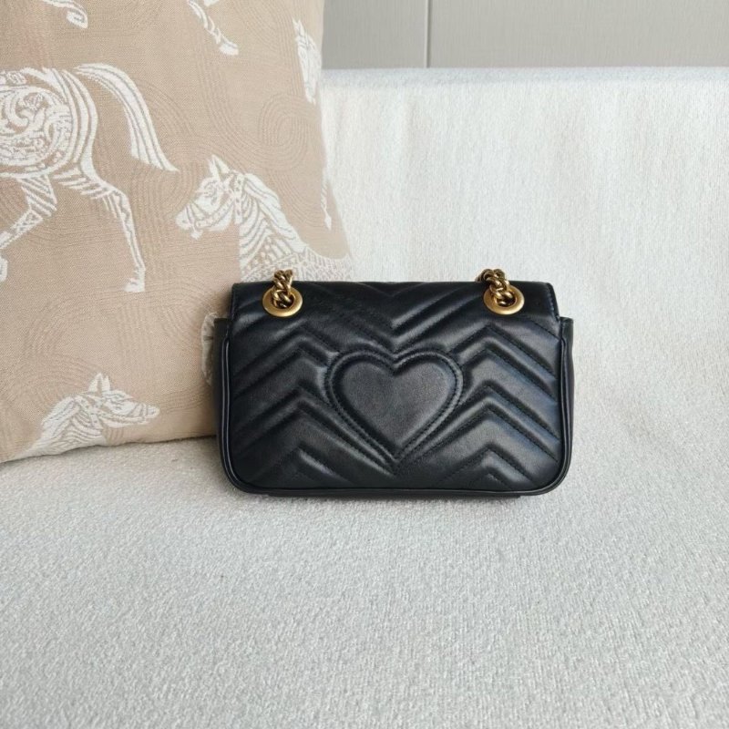 Gucci 黑金Marmont 22鏈條包 22*13*5 99新配件塵袋-4