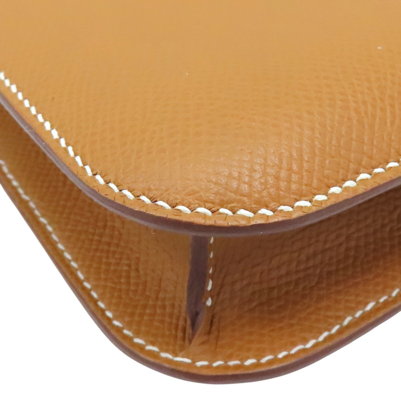 金棕色 Epsom牛皮 Constance Elan 肩背包 W刻 金扣【HERMES 愛馬仕】 H085425CD-15