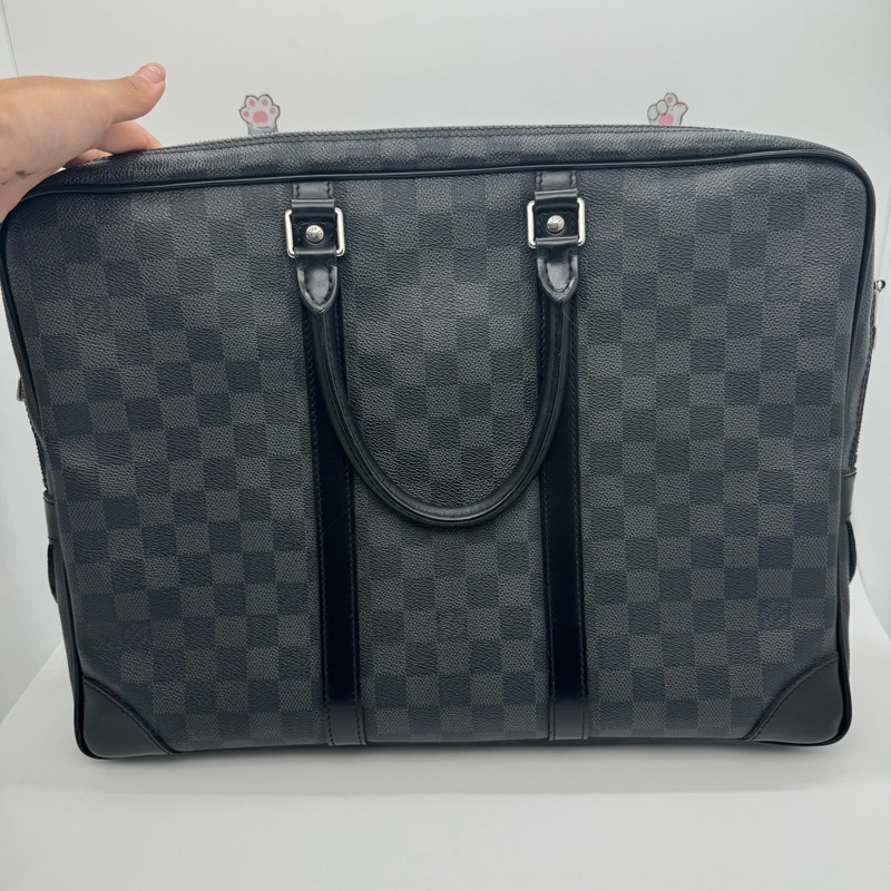 路易威登/Louis Vuitton 棋盤格公文包12年，無肩帶了，有護理。-0