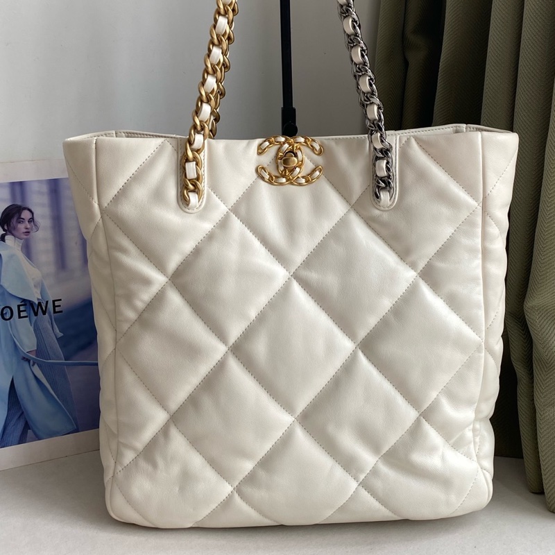 Chanel香奈兒19bag托特包 單肩購物袋 芯片款 底長30cm-0