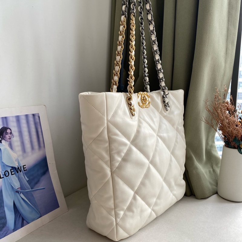 Chanel香奈兒19bag托特包 單肩購物袋 芯片款 底長30cm-2