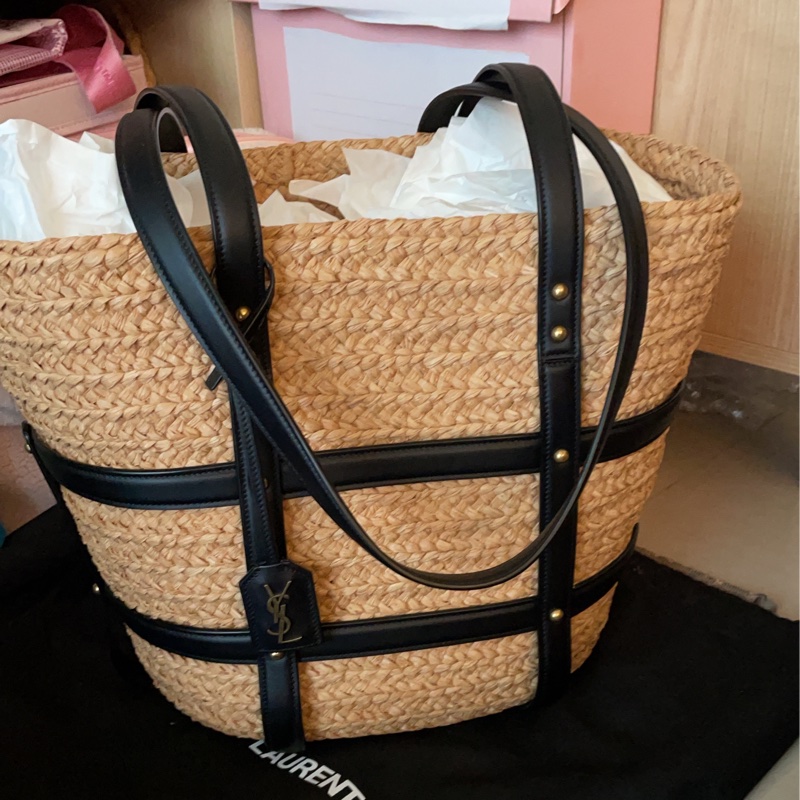 YSL 拉菲草草編包 2024年購入-5
