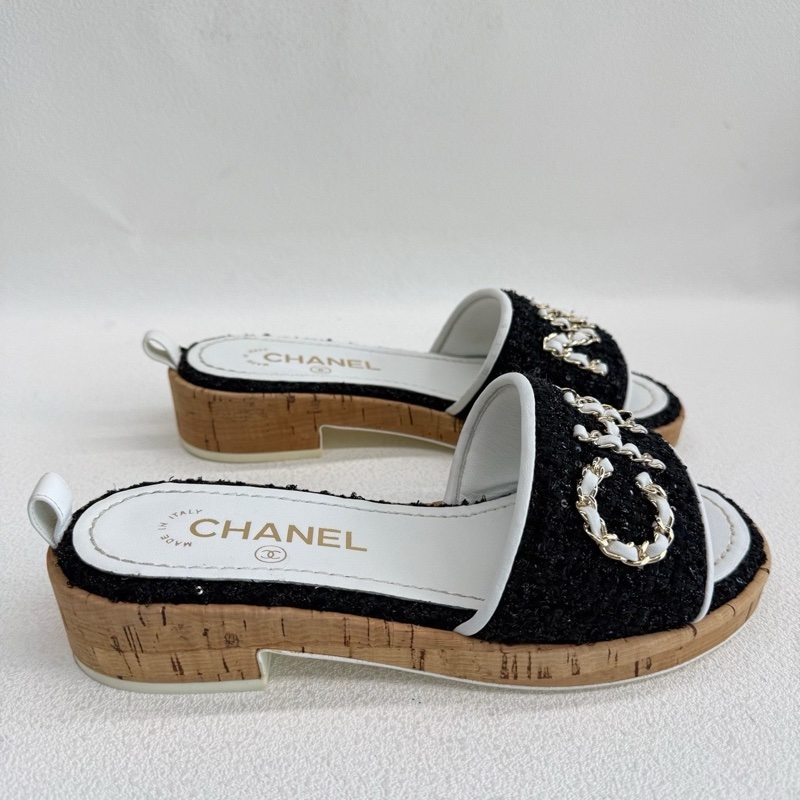 CHANEL香奈兒 厚底拖鞋 鏈條字母logo 徽標 35.5碼-3