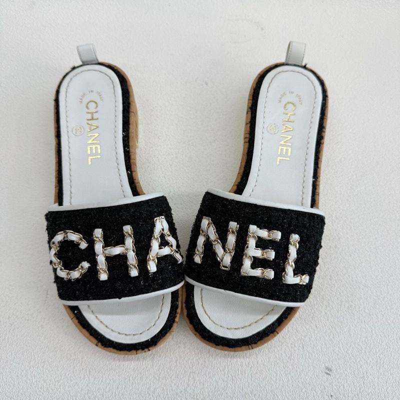 CHANEL香奈兒 厚底拖鞋 鏈條字母logo 徽標 35.5碼-8