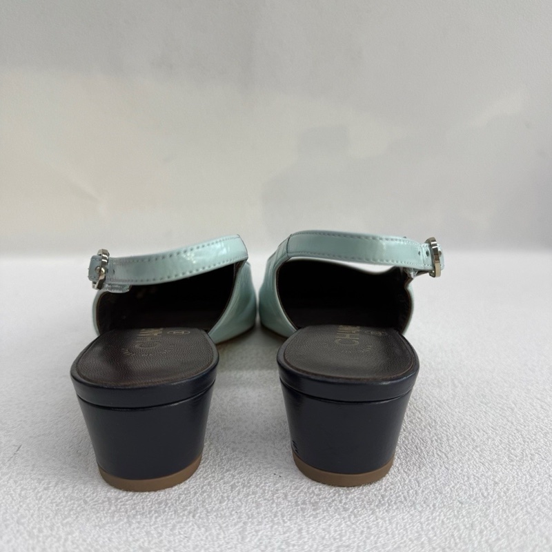 CHANEL香奈兒 皮革 高跟鞋 3cm 女款 藍綠色 36碼-4