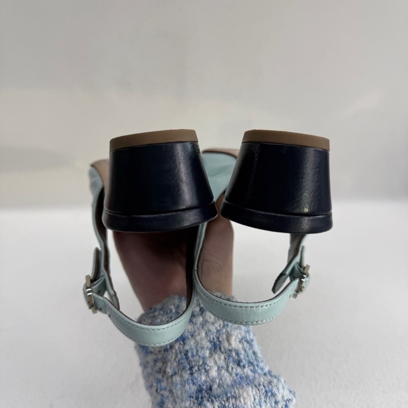 CHANEL香奈兒 皮革 高跟鞋 3cm 女款 藍綠色 36碼-5