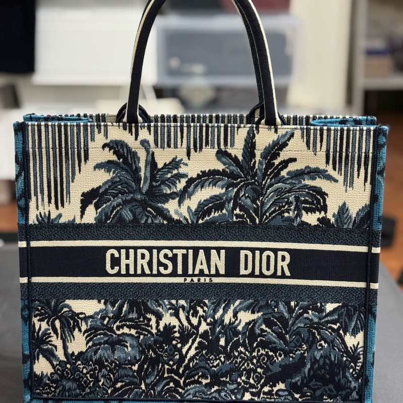 Dior 迪奧 經典BOOK TOTE系列主題圖案刺繡帆布手提托特包(大)-5