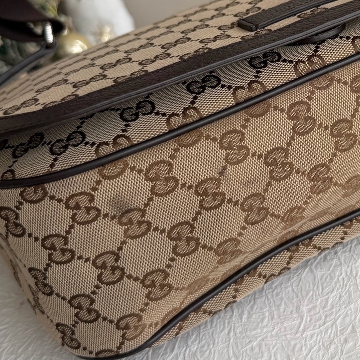 Gucci古驰 棕色 老花翻盖邮差包 单肩包斜挎包-7