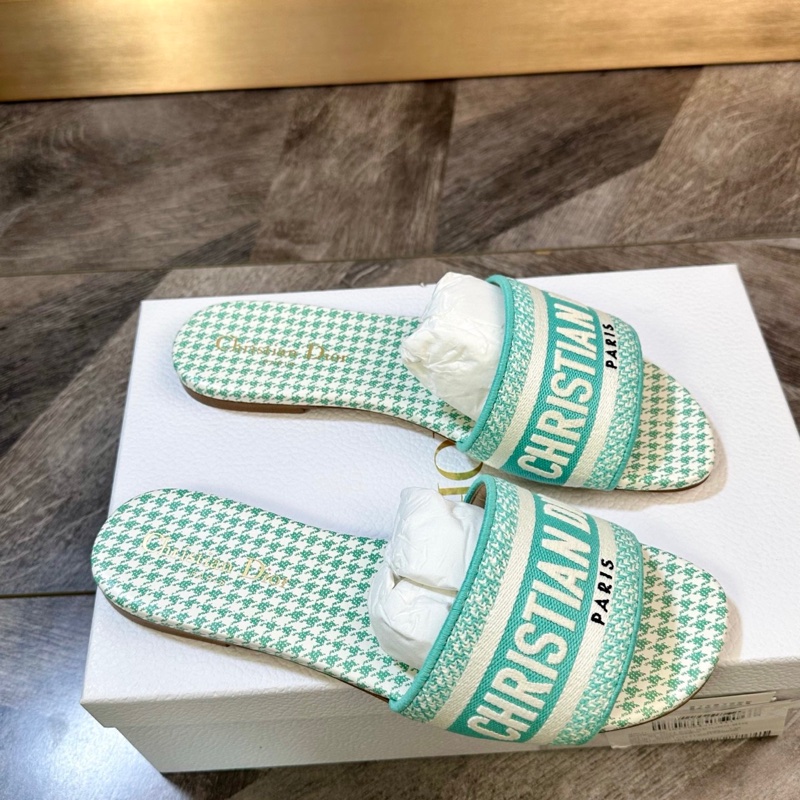全新 Dior 迪奧 經典字母刺繡logo 拖鞋 涼鞋 38碼清新薄荷綠色-10